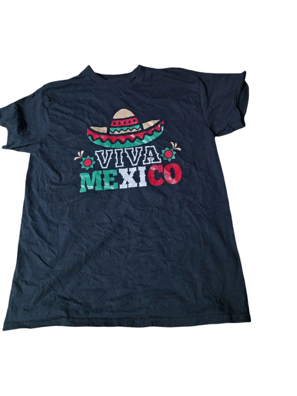 Men's Unbranded Black Viva Mexico Short Sleeve Tee M #943